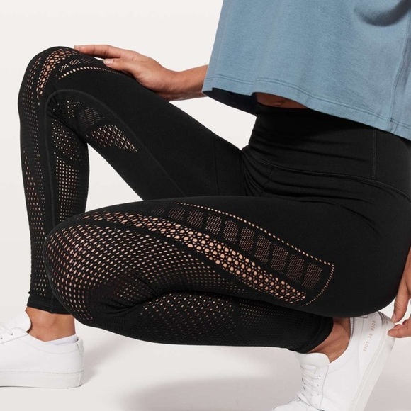 Lululemon Interconnect Reveal Black Leggings Tights Yoga Workout Pants Sz 2 - Picture 2 of 13